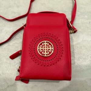 NWT Chic Unlimited Red Crossbody Purse With Gold Accent
